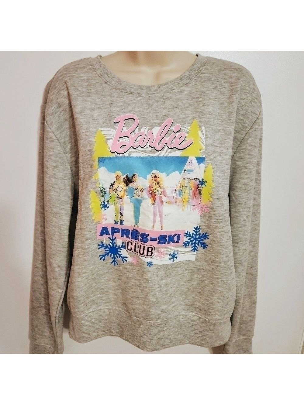 Barbie Heathered Gray Fleece Pullover Sweatshirt Large - Picture 2 of 8